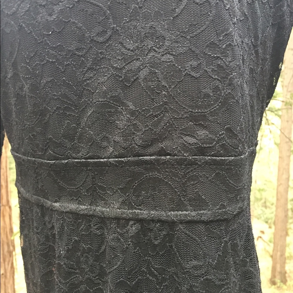Sylvite elegant stretchy lace flowy prom  long sleeve black formal maxi dress - Picture 4 of 12